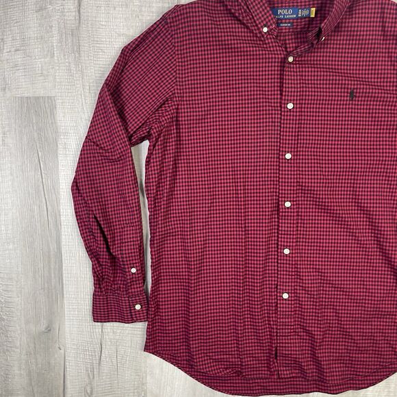 Polo Ralph Lauren Classic Fit Long Sleeve Button Down Shirt Size XL Plaid Red O - Picture 2 of 8